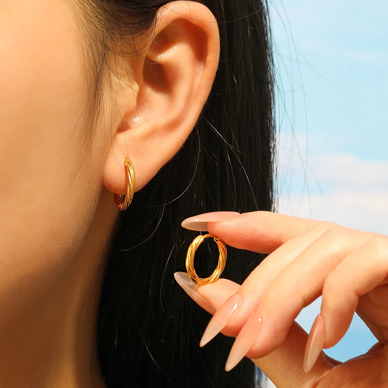 Twisted Round Hoop Earrings