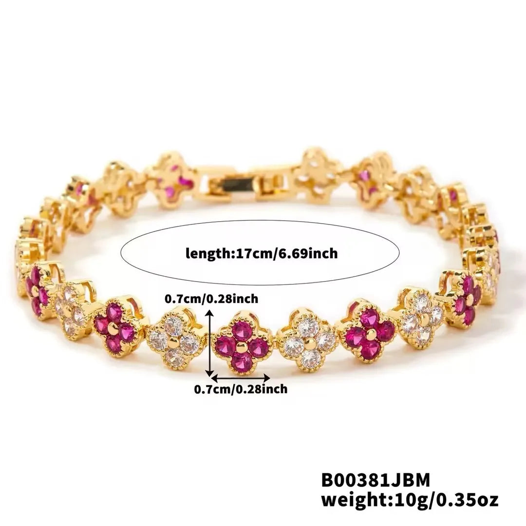 Gold Plated Four-Leaf Flower Bracelet