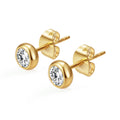 Needle Zircon Round Earrings