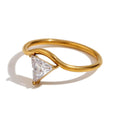 Wave Drop Round Zircon Ring