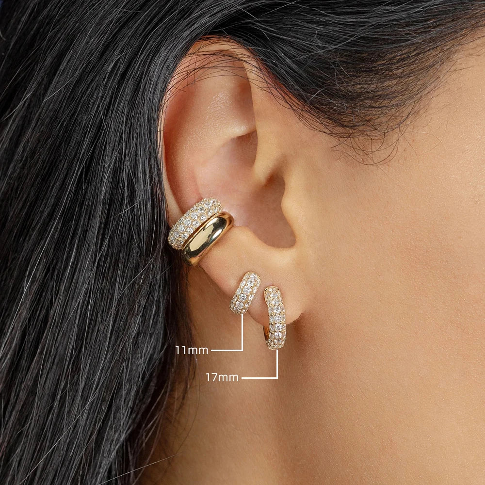 Gold-Plated Huggie with CZ Zircon Earrings