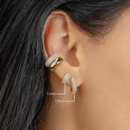 Gold-Plated Huggie with CZ Zircon Earrings