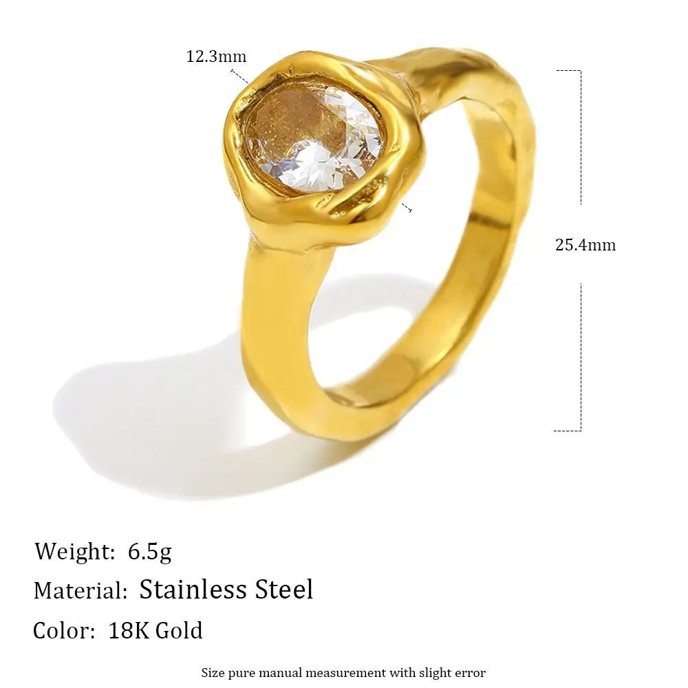 Irregular Oval Zircon Ring