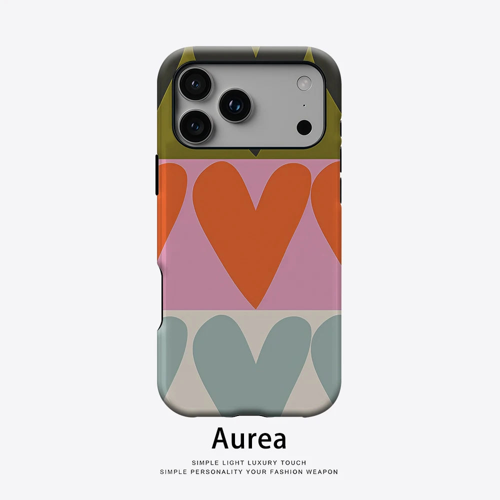 Retro Multi - Color Heart Phone Case