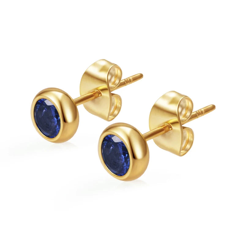 Needle Zircon Round Earrings