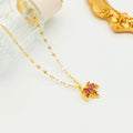 Gold-plated Red Maple Leaf Pendant Necklace