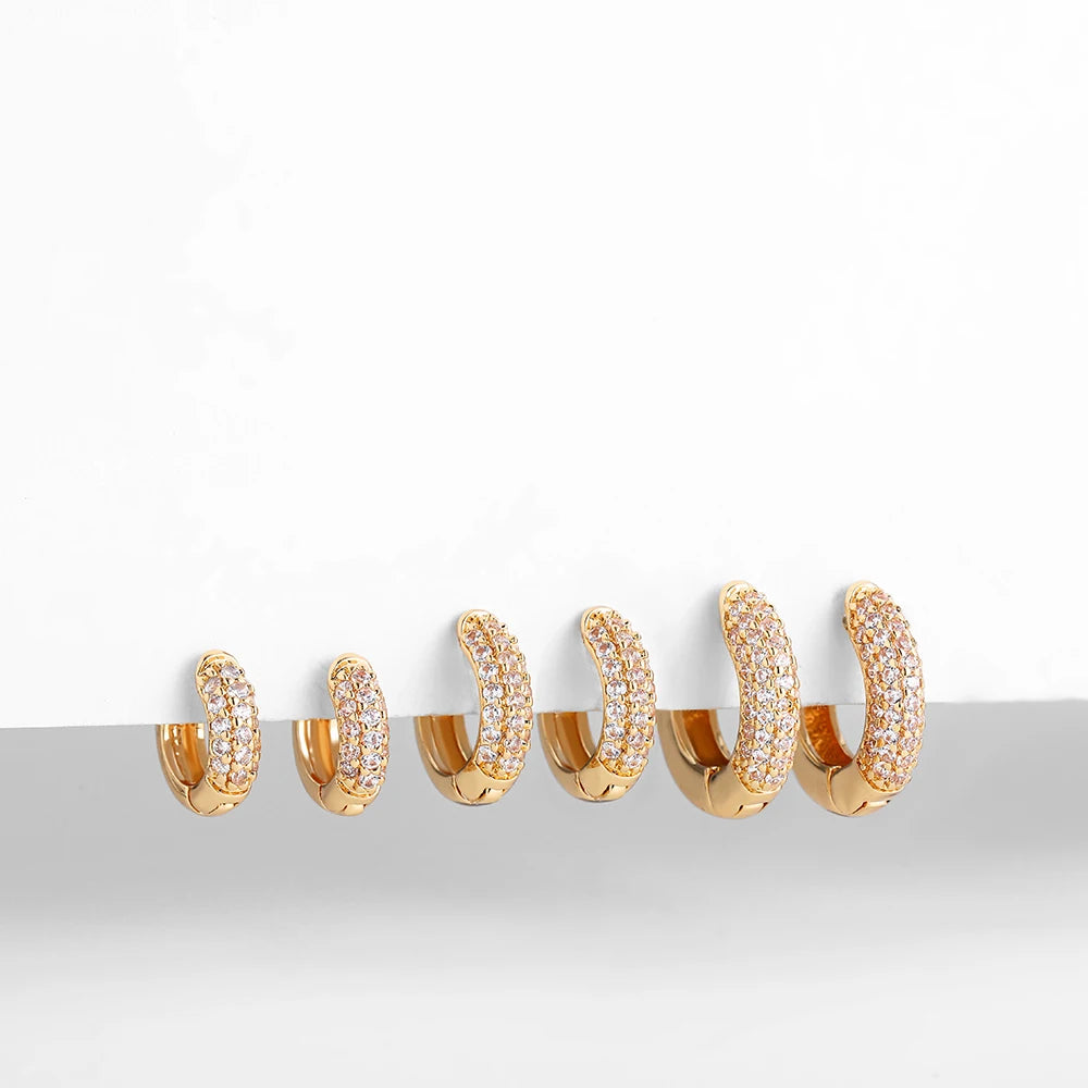 Gold-Plated Huggie with CZ Zircon Earrings