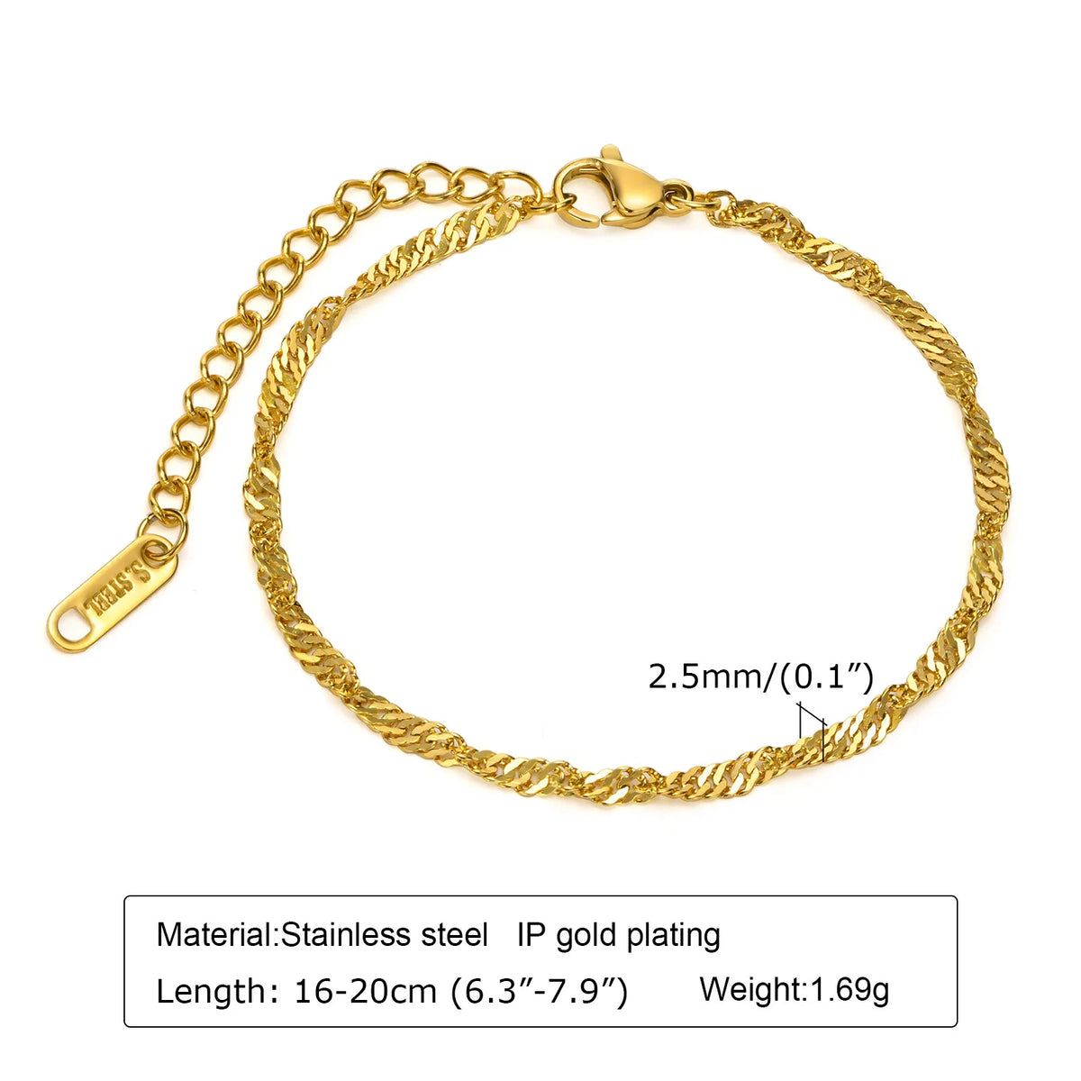 18K Gold Plated Stackable Bracelet