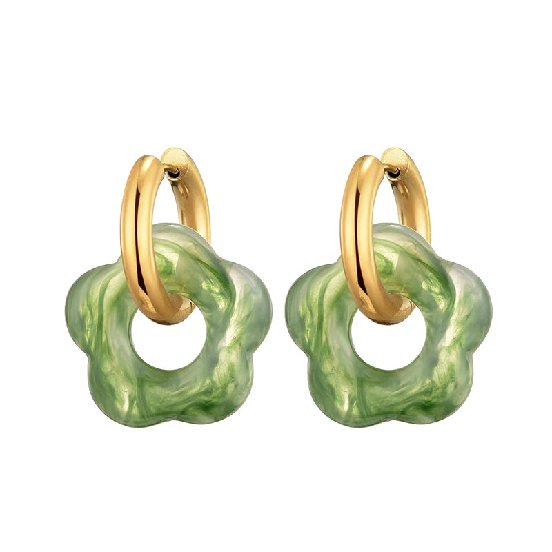 Flower Resin Acrylic Earrings