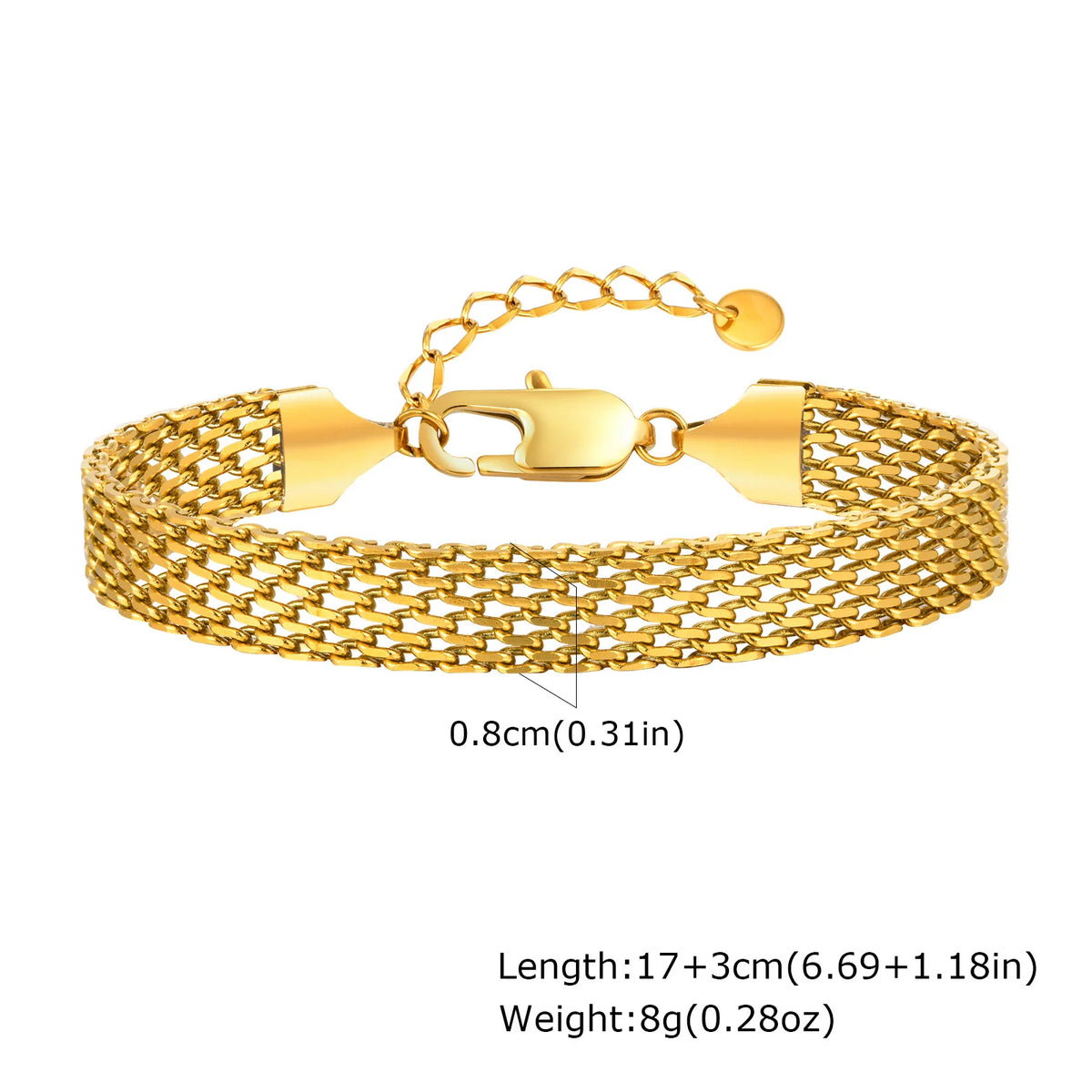 18K Gold-Plated Stainless Steel Weaving Mesh Chain Bracelet