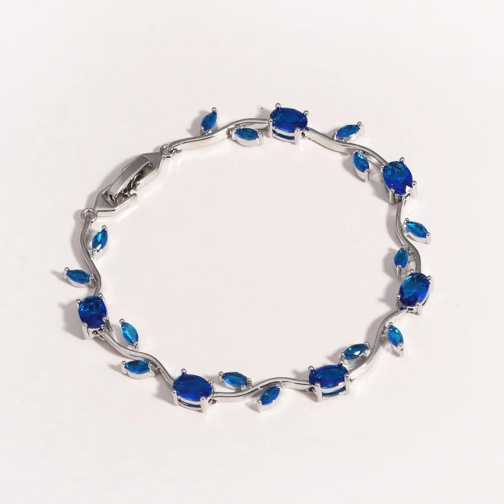 Copper Stones Cubic Zirconia Bracelet Crystal Leaf