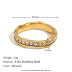 Rhinestone Eight Awn Star Wave Shape Ring