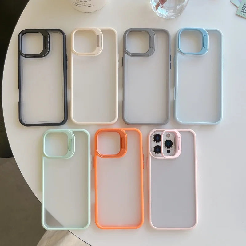 Matte Transparent Lnvisible Lens Bracket Phone Case