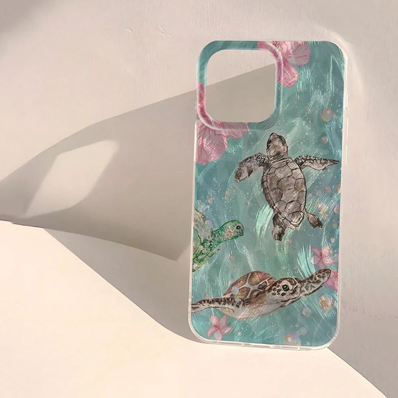 Sea Turtle Beach Pattern Phone Case For iPhone