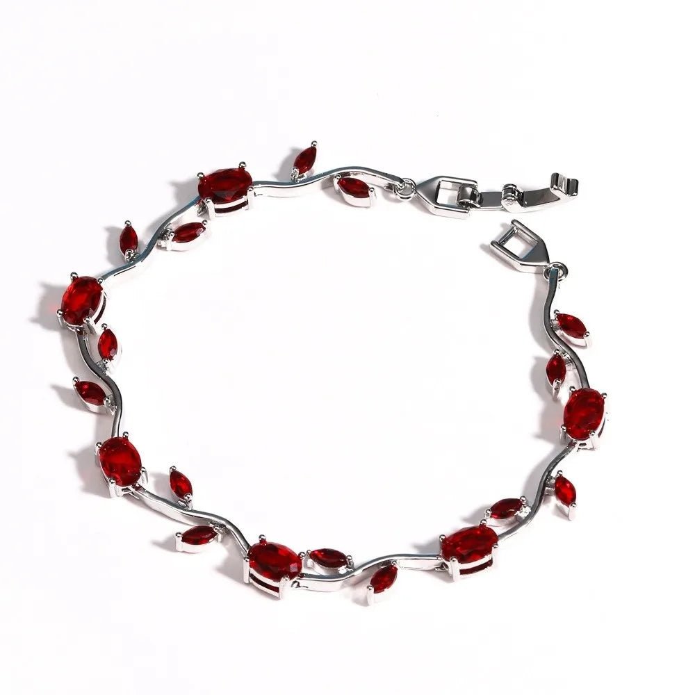 Copper Stones Cubic Zirconia Bracelet Crystal Leaf