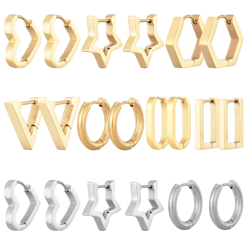 Hoop Earrings Star Oval Rectangle Round Triangle