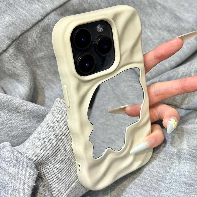 Wave style makeup mirror phone case