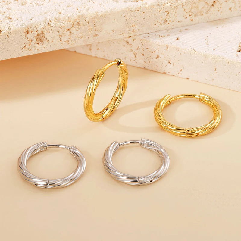 Twisted Round Hoop Earrings