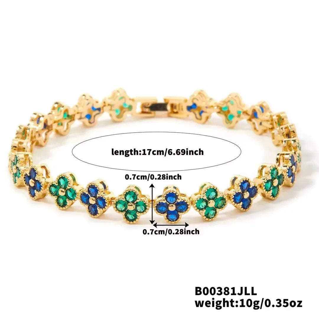 Gold Plated Four-Leaf Flower Bracelet