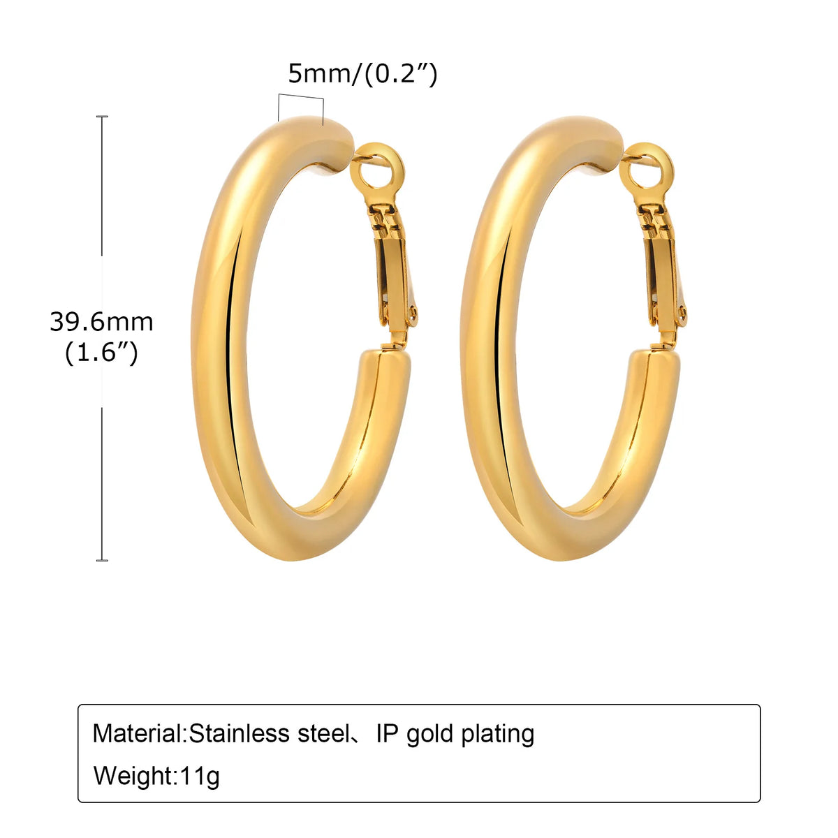 18k Gold Plated Stainless Steel Circle Hoop Earrings