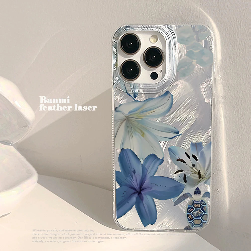 Blue Lily Flowers Pattern for iPhone
