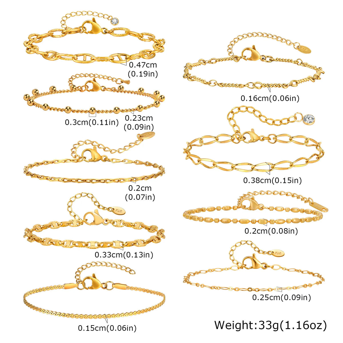 18K Gold Plated Stackable Bracelet