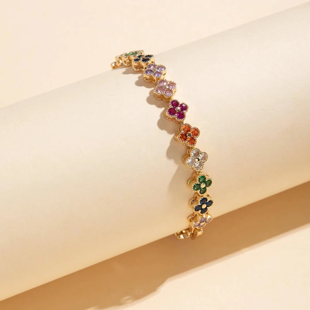 Gold Plated Four-Leaf Flower Bracelet