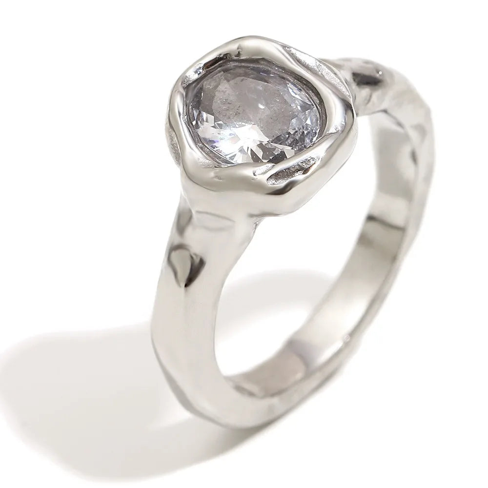 Irregular Oval Zircon Ring