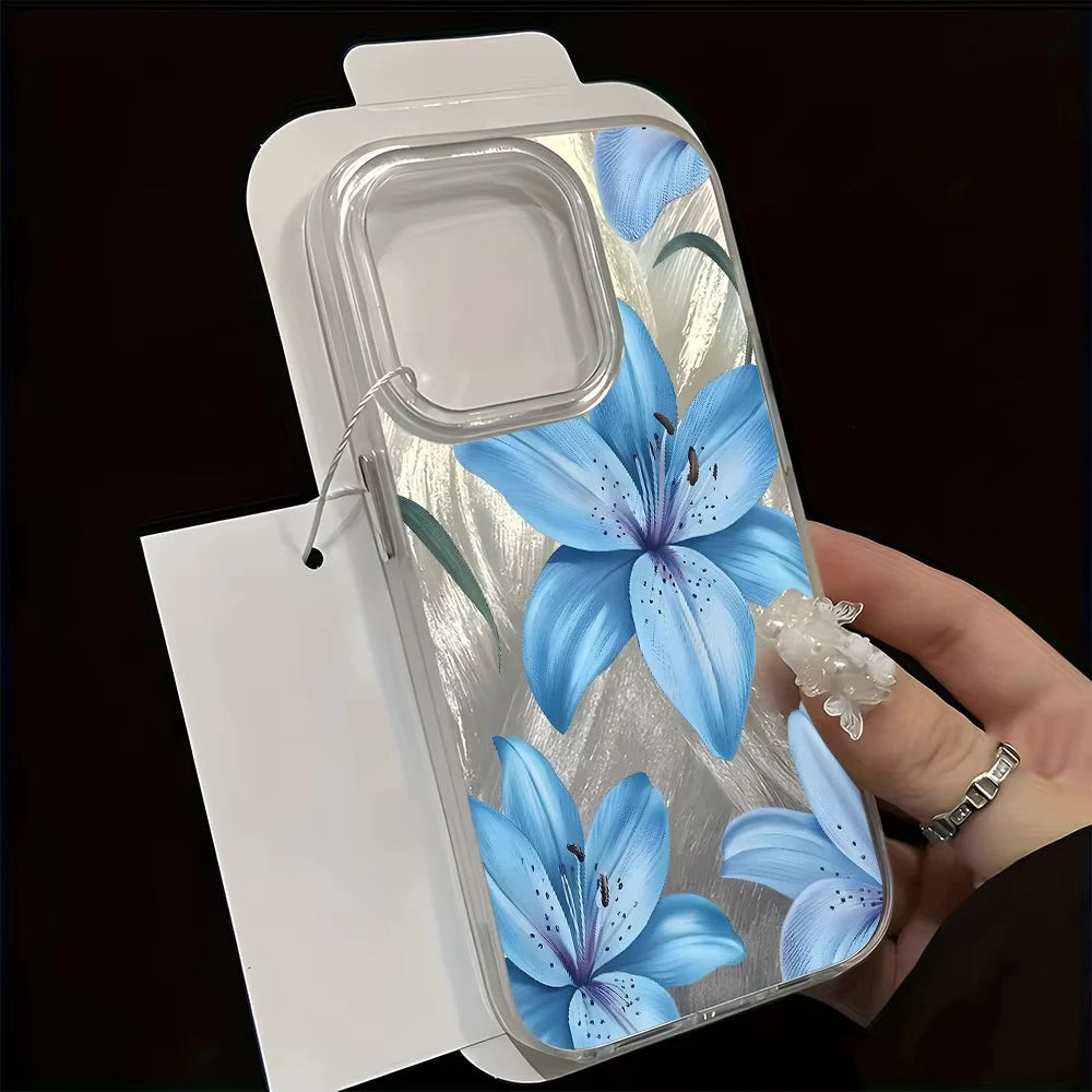 Blue Lily Floral Pattern Phone Case For Samsung