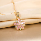 Gold-plated Pink Sakura Pendant Necklaces