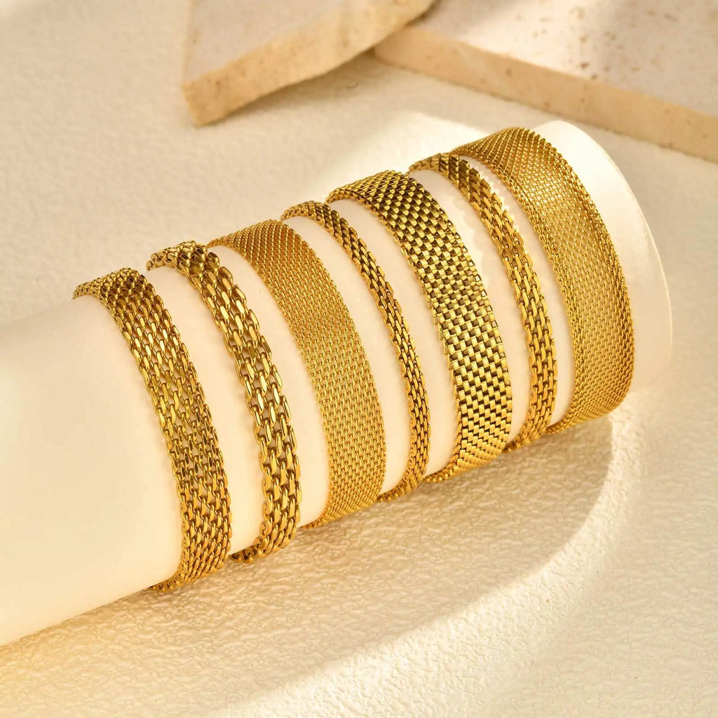 18K Gold-Plated Stainless Steel Weaving Mesh Chain Bracelet