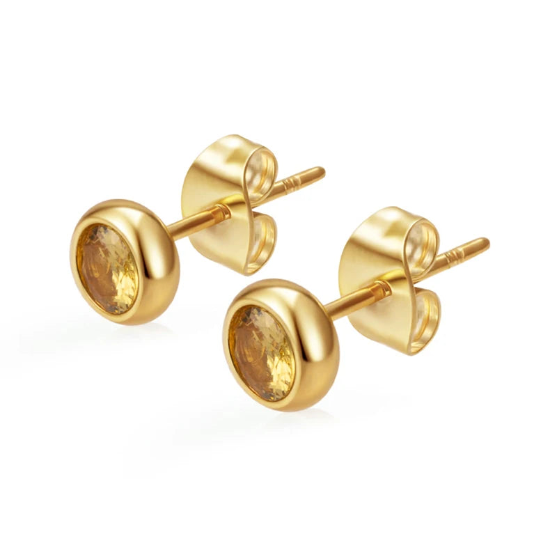 Needle Zircon Round Earrings