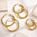 18k Gold Plated Stainless Steel Circle Hoop Earrings