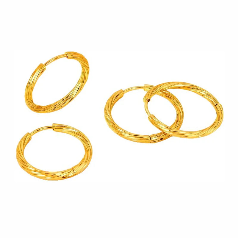 Twisted Round Hoop Earrings