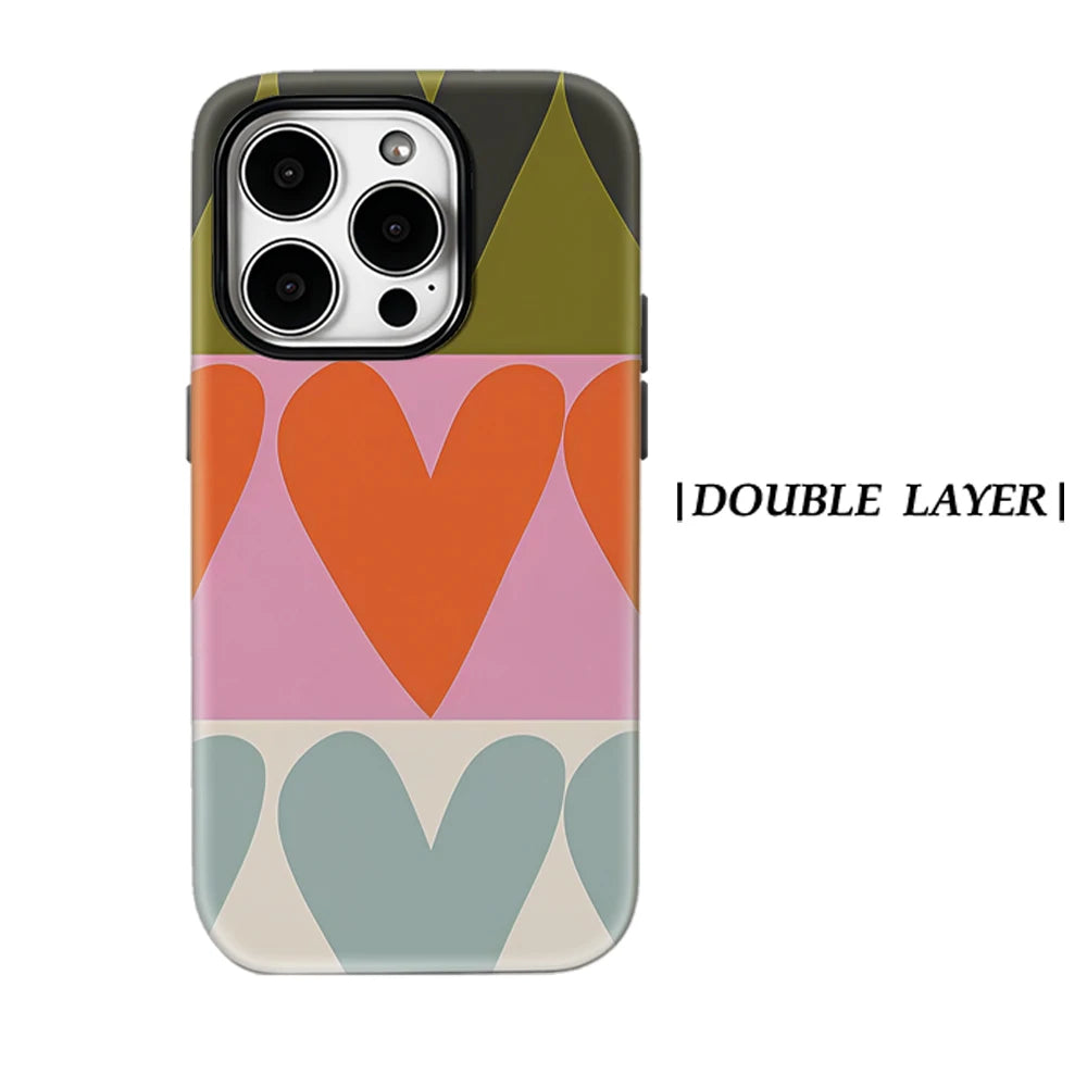 Retro Multi - Color Heart Phone Case