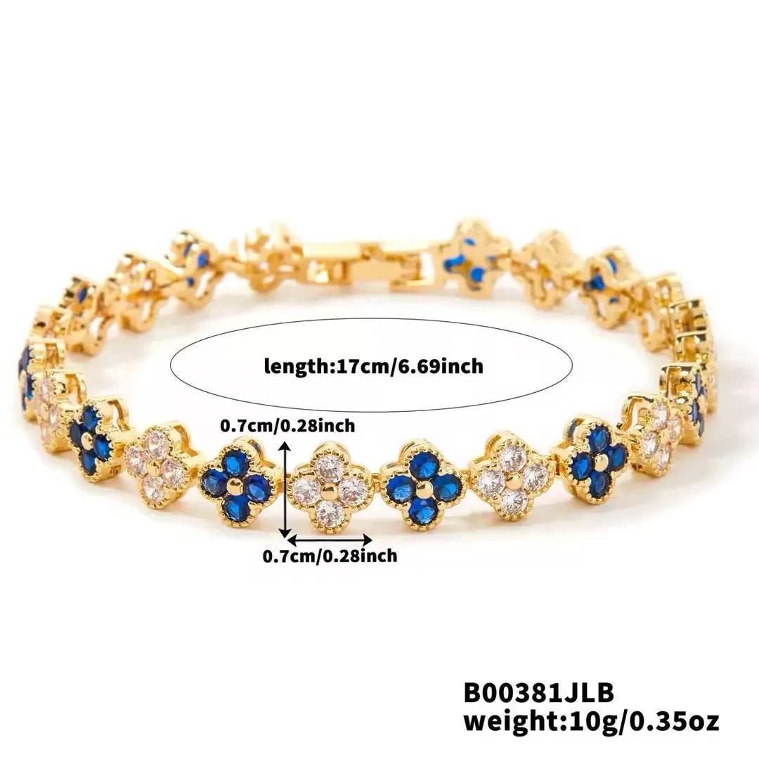 Gold Plated Four-Leaf Flower Bracelet