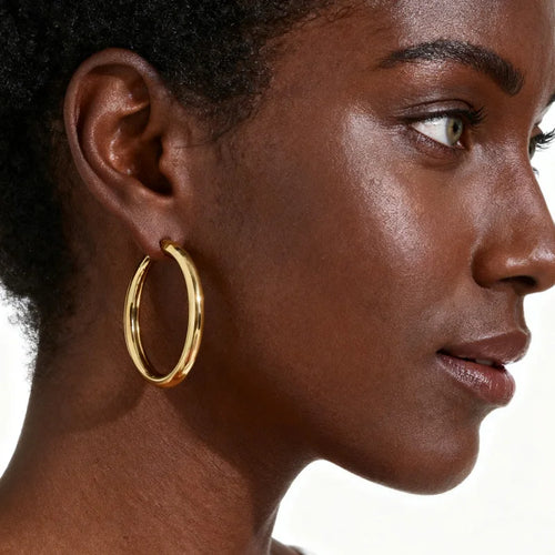 18k Gold Plated Stainless Steel Circle Hoop Earrings