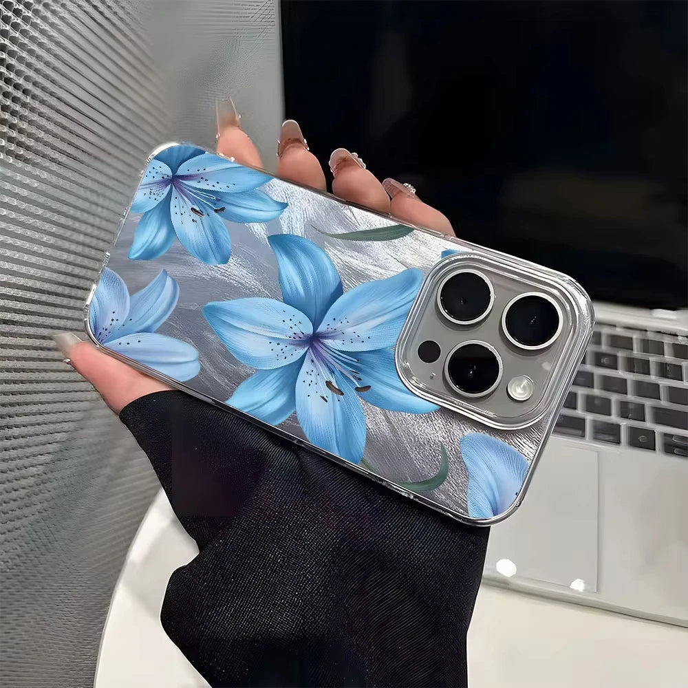 Blue Lily Floral Pattern Phone Case For Samsung