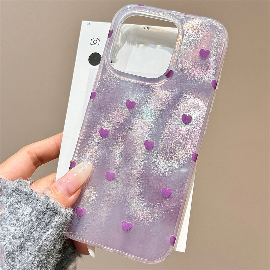 Aesthetics Cute Love Heart Laser Glitter Phone Case