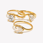 Wave Drop Round Zircon Ring
