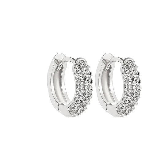 Gold-Plated Huggie with CZ Zircon Earrings