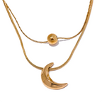 Moon Bead Double Layer Stacking Necklace