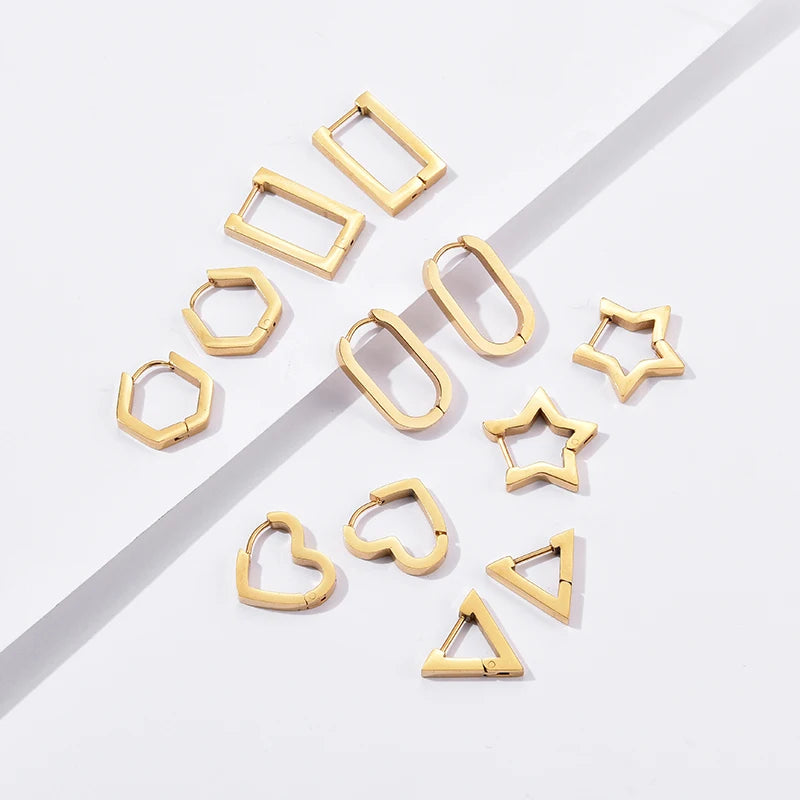 Hoop Earrings Star Oval Rectangle Round Triangle