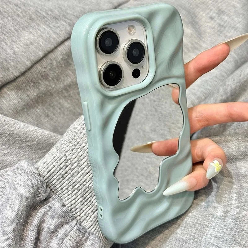 Wave style makeup mirror phone case