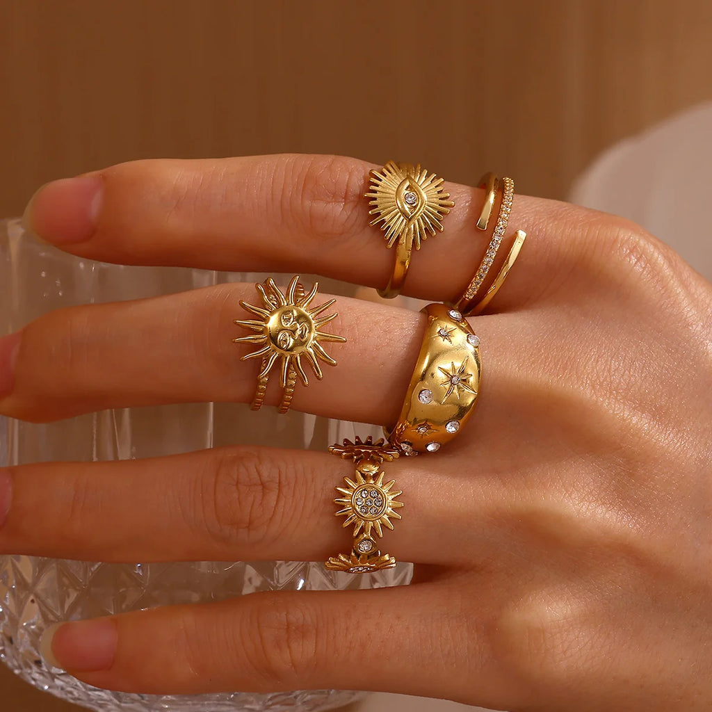 Tiny Gold Color Zircon Rings