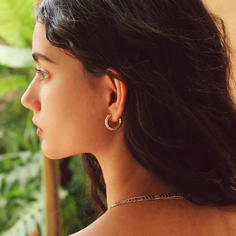 Stainless Steel Hoop Earrings  Gold Silver Color