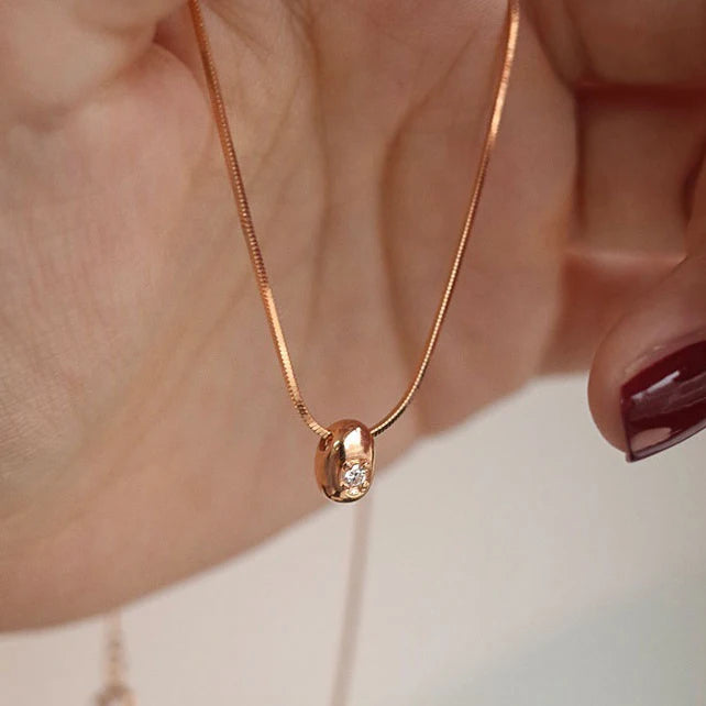 Rose Gold Bean Pendant Necklaces