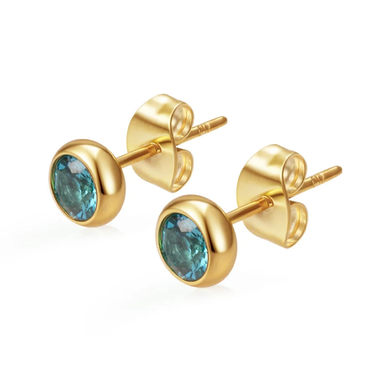 Needle Zircon Round Earrings
