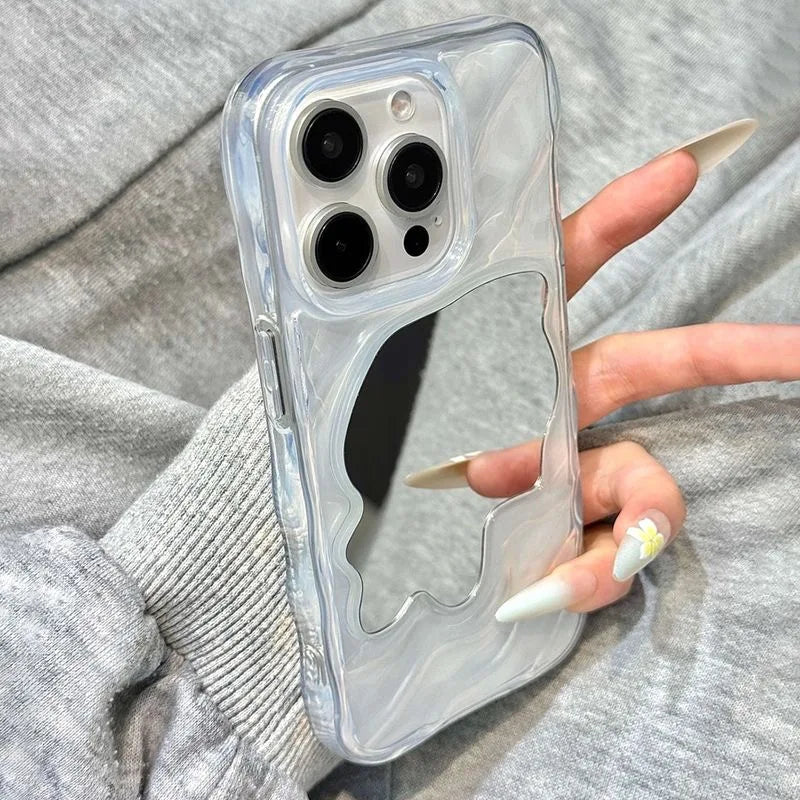 Wave style makeup mirror phone case