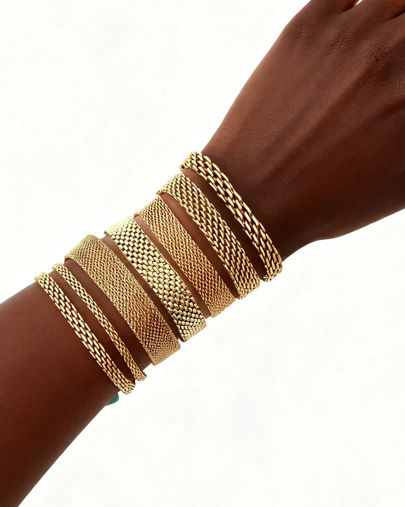 18K Gold-Plated Stainless Steel Weaving Mesh Chain Bracelet